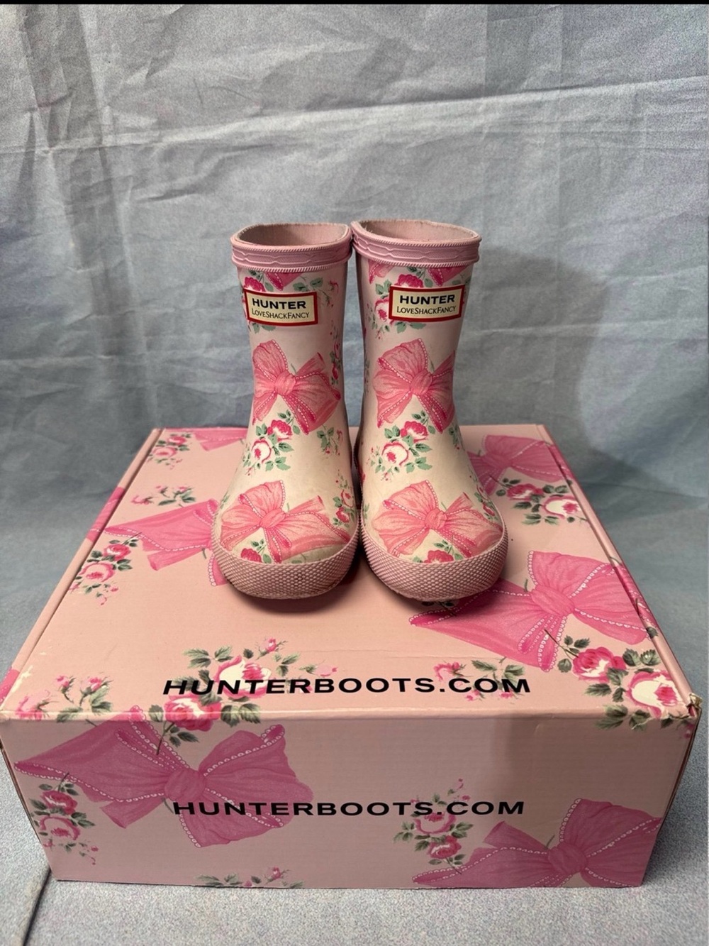 LoveShackFancy Pink Floral Kids Rain Boots 5c